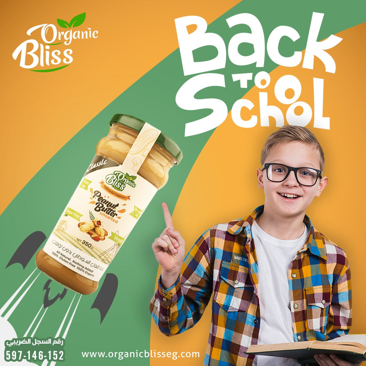 Organic Bliss Peanut Butter (Classic) Without any industrial additives-Sugar Free |Healthy ||Organic| 350g